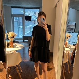 Black short sleeve Zara slip dress - size S